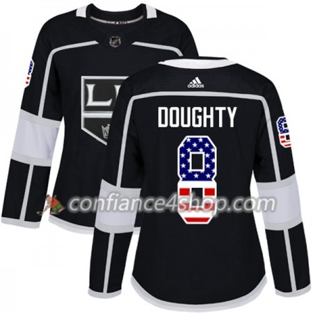 Adidas Maillot de Hockey Los Angeles Kings Drew Doughty 8 2017-2018 Noir USA Flag Fashion Authentic - Femme